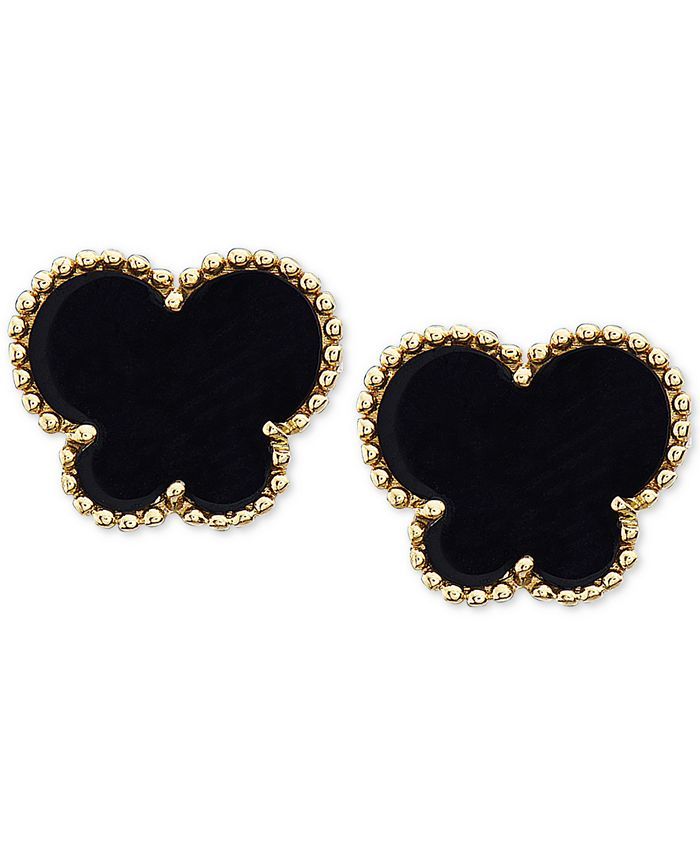 EFFY Collection EFFY® Onyx (9 x 7 mm) Butterfly Stud Earrings in 14k Gold & Reviews - Earrings -... | Macys (US)