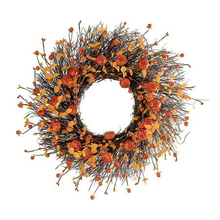 S SERENABLE Harvest Festival Wreath Fall Front Door Wreath Thanksgiving Decor Wreath Floral Pumpkin Branch for Porch Festival Celebration 50CM | Walmart (US)