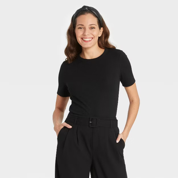 Women's Short Sleeve Ribbed T-Shirt - A New Day™ | Target