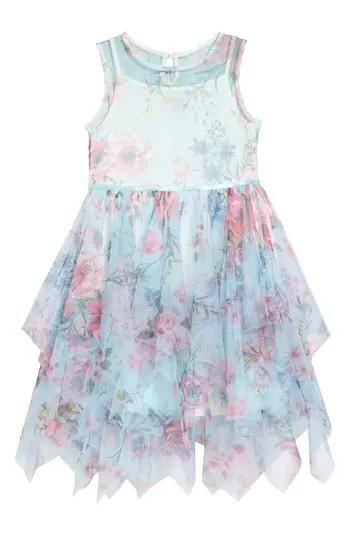 Kids' Floral Print Sleeveless Mesh Dress | Nordstrom Rack