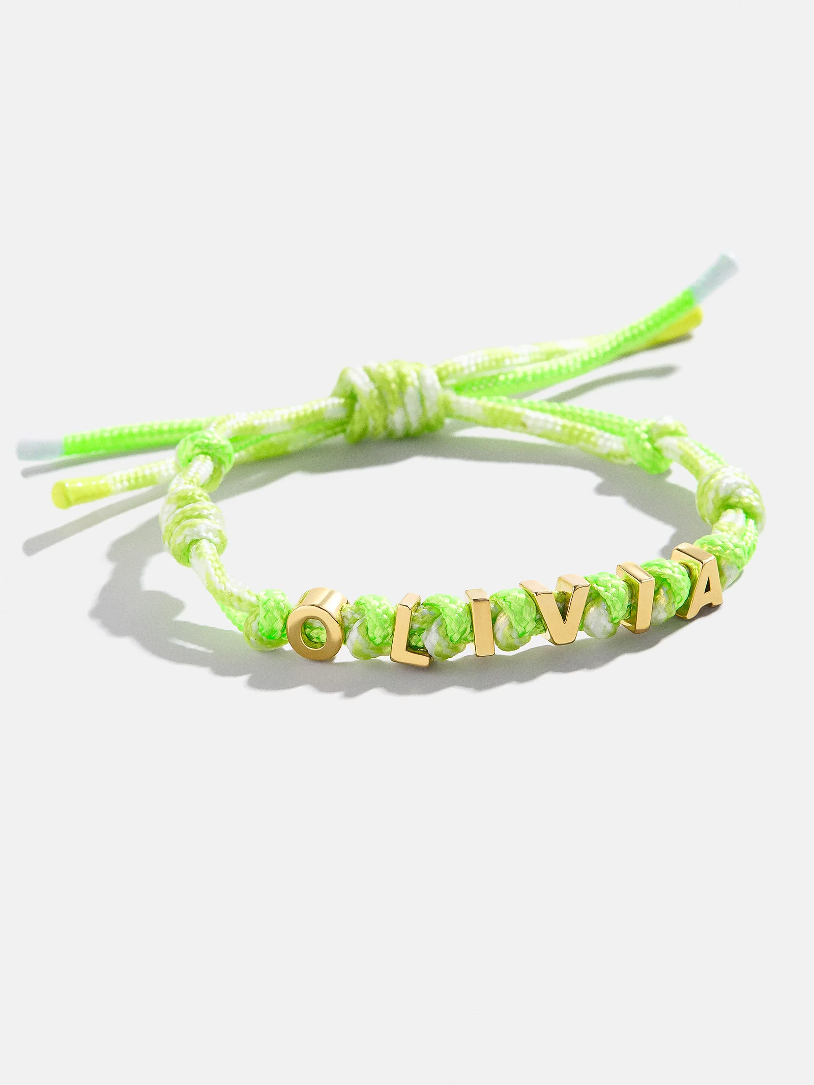 Custom Knotted Nameplate Bracelet - Light Green/Lime | BaubleBar (US)