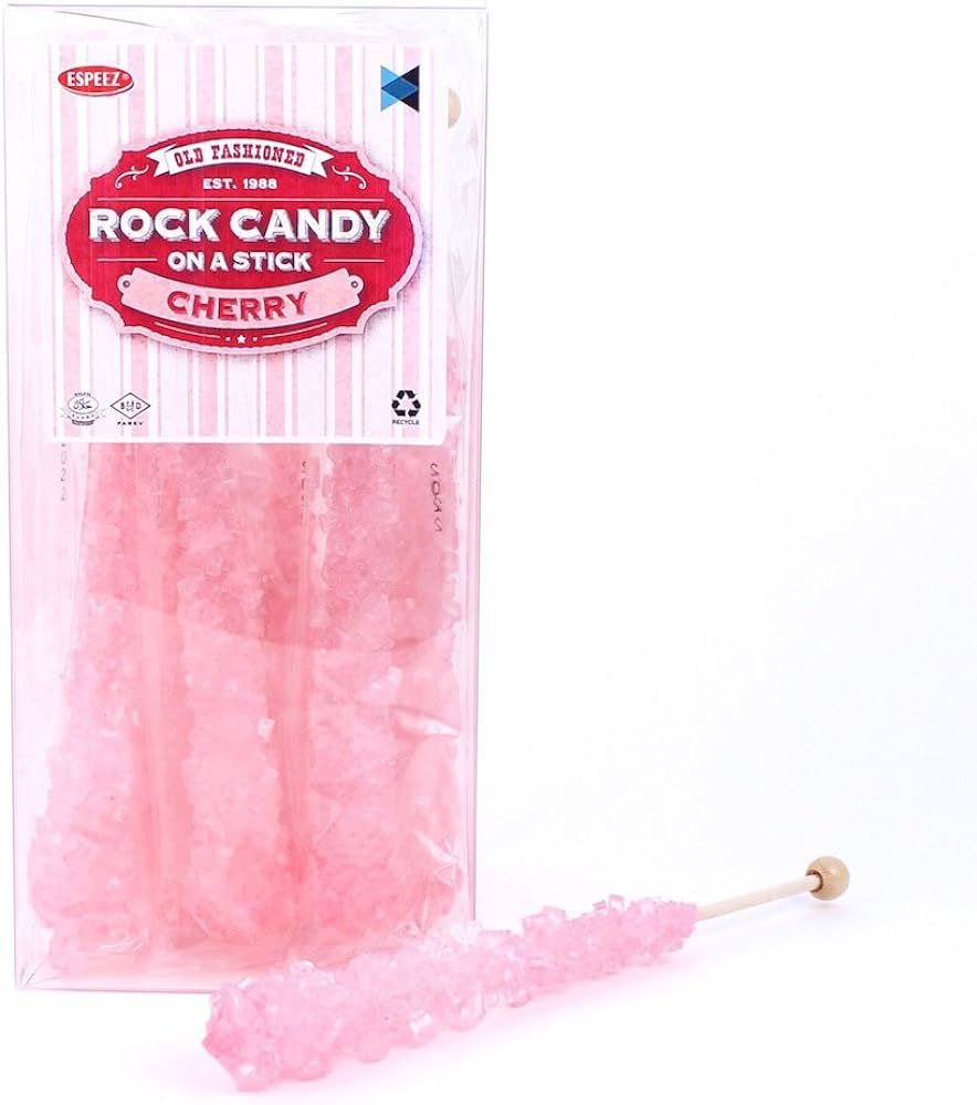 Extra Large Rock Candy Sticks: 12 Pink Cherry Lollipop - Individually Wrapped - Crystal Rock Cand... | Amazon (US)