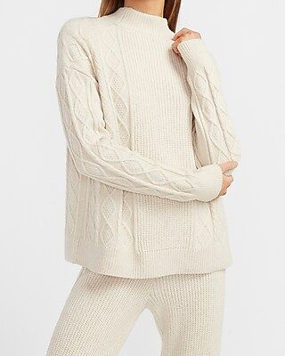 Express X You Cable Knit Mock Neck Sweater | Express