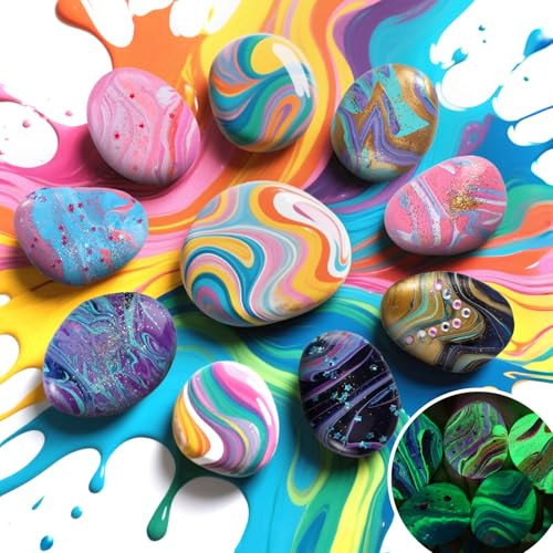 2 in 1 Rock Painting Art Kit - Glow in The Dark Pouring Rock Kit - Arts and Crafts for Kids Girls & Boys Ages 6-8, 8-12, Craft Paint Kits Creative Toys, Art Supplies Birthday Gift for Kids | Amazon (US)