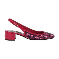 Patent leather and tweed slingbacks with DG logo - DOLCE & GABBANA | 24S (APAC/EU)