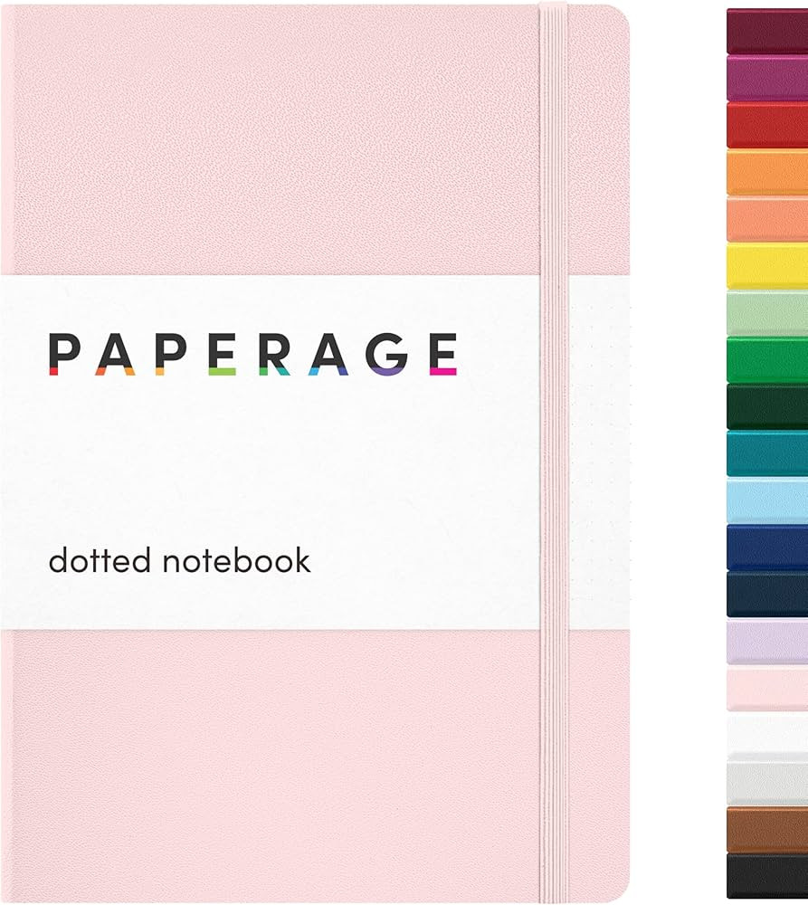 PAPERAGE Dotted Journal Notebook, (Blush), 160 Pages, Medium 5.6 inches x 8 inches - 100 GSM Thic... | Amazon (US)