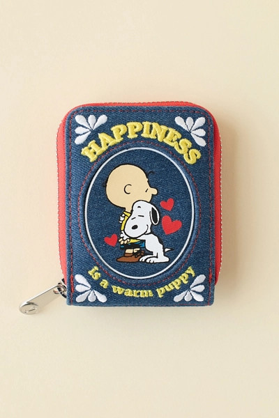 Whatever! Makes You Happy Peanuts Happiness Is A Warm Puppy Denim Accordion Wallet | Urban Outfitters (US and RoW)