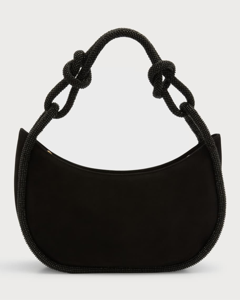 Cult Gaia Ezra Knot Crystal Suede Shoulder Bag | Neiman Marcus