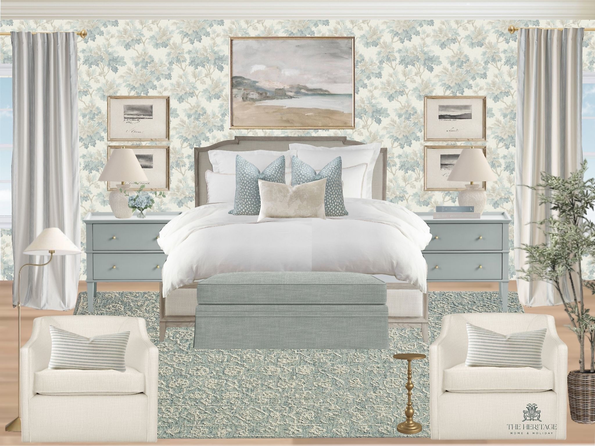 Master bedroom inspo. Blue bedroom inspo. Wallpaper ideas. Blue wallpaper. Coastal decor. Traditional home decor  

#LTKFamily #LTKHome #LTKStyleTip