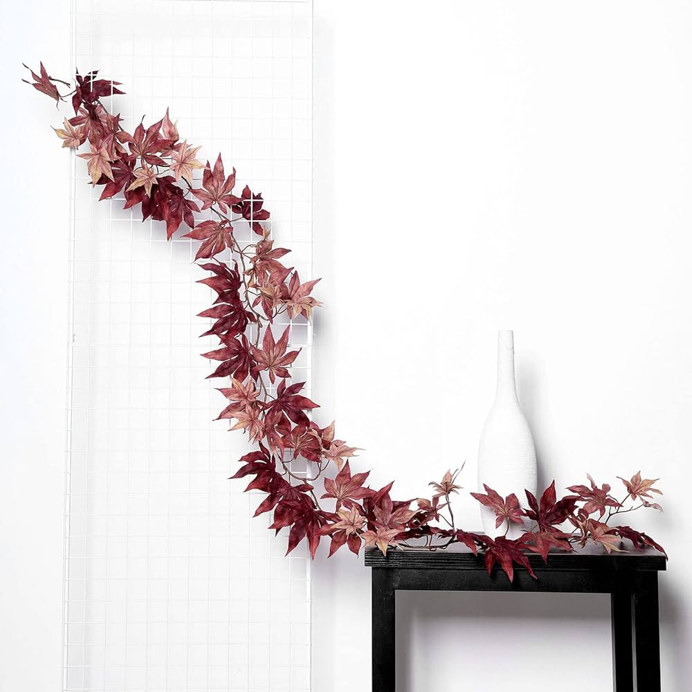 Efavormart 6FT Artificial Silk Maple Fall Leaf Garland, Fall Decor - Burgundy | Amazon (US)