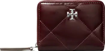 Tory Burch Small Kira Distressed Diamond Quilted Leather Zip Wallet | Nordstrom | Nordstrom