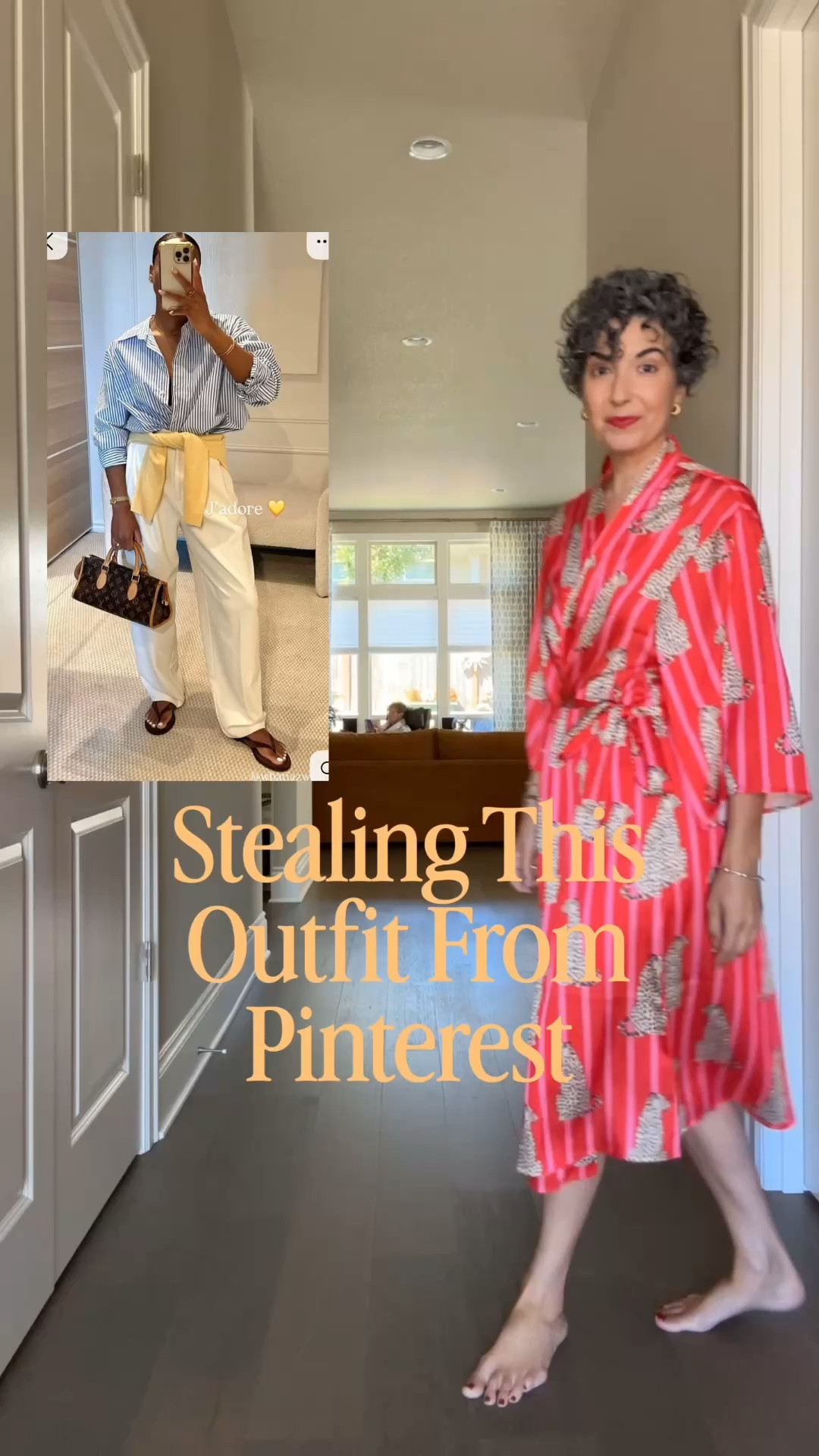 Stealing This Outfit From Pinterest 😉 // It was love at first sight with this one and I had all the items to recreate it! 
.
Pants are older but I linked similar, wearing a XXL in shirt (size up on this one) and 40 in flip flops! Yellow sweater is older too. #pinterest

#LTKootd #LTKgrwm #LTKSeasonal