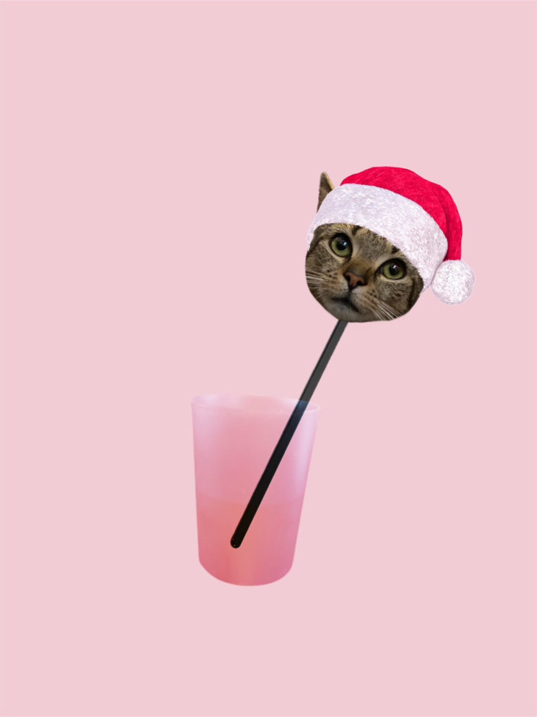 12 count pet Christmas santa hat custom face drink stirrer swizzle stick dog cat animal | Etsy (US)