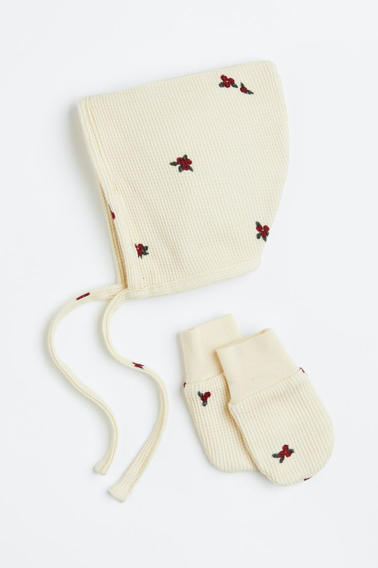 Waffled Cotton Gift Set - Light beige/lingonberries - Kids | H&M US | H&M (US + CA)
