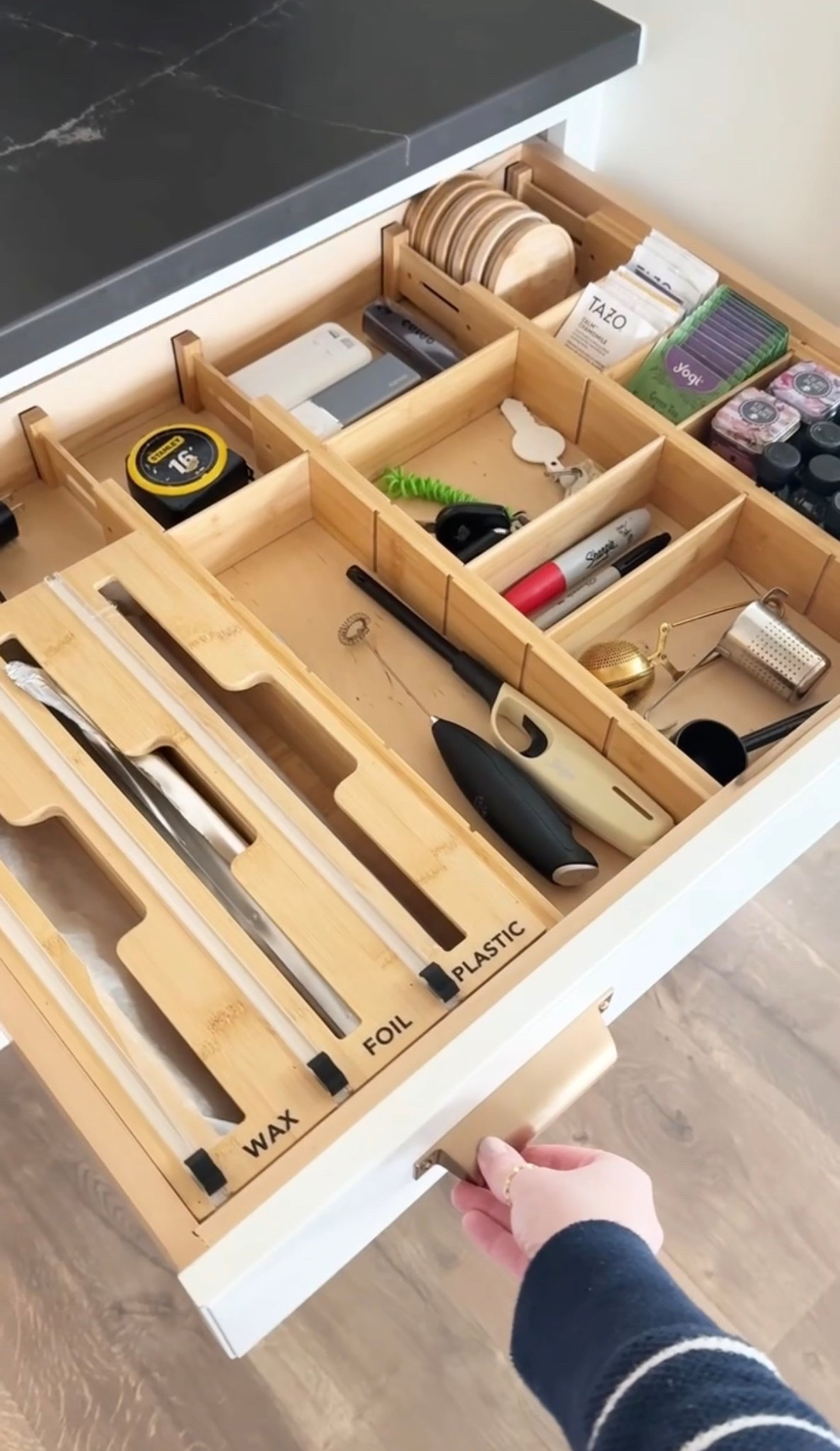 These customizable bamboo drawer dividers are my favorite for tackling a junk drawer. I use them in multiple kitchen drawers and love that you can adjust them to fit your space perfectly. Such a simple upgrade that makes everything feel more organized and easier to maintain.

They’re currently on sale on Amazon if you’ve been meaning to clean yours out too. 

#kitchenorganization #drawerorganization 

#LTKHome #LTKSaleAlert