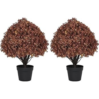 24" Fall Topiary Trees Artificial Outdoor Set of 2, UV-Resistant Faux Boxwood Plants for Outside ... | Amazon (US)