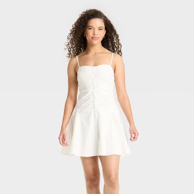 Women's Button-Front Poplin Mini A-Line Dress - Wild Fable™ | Target