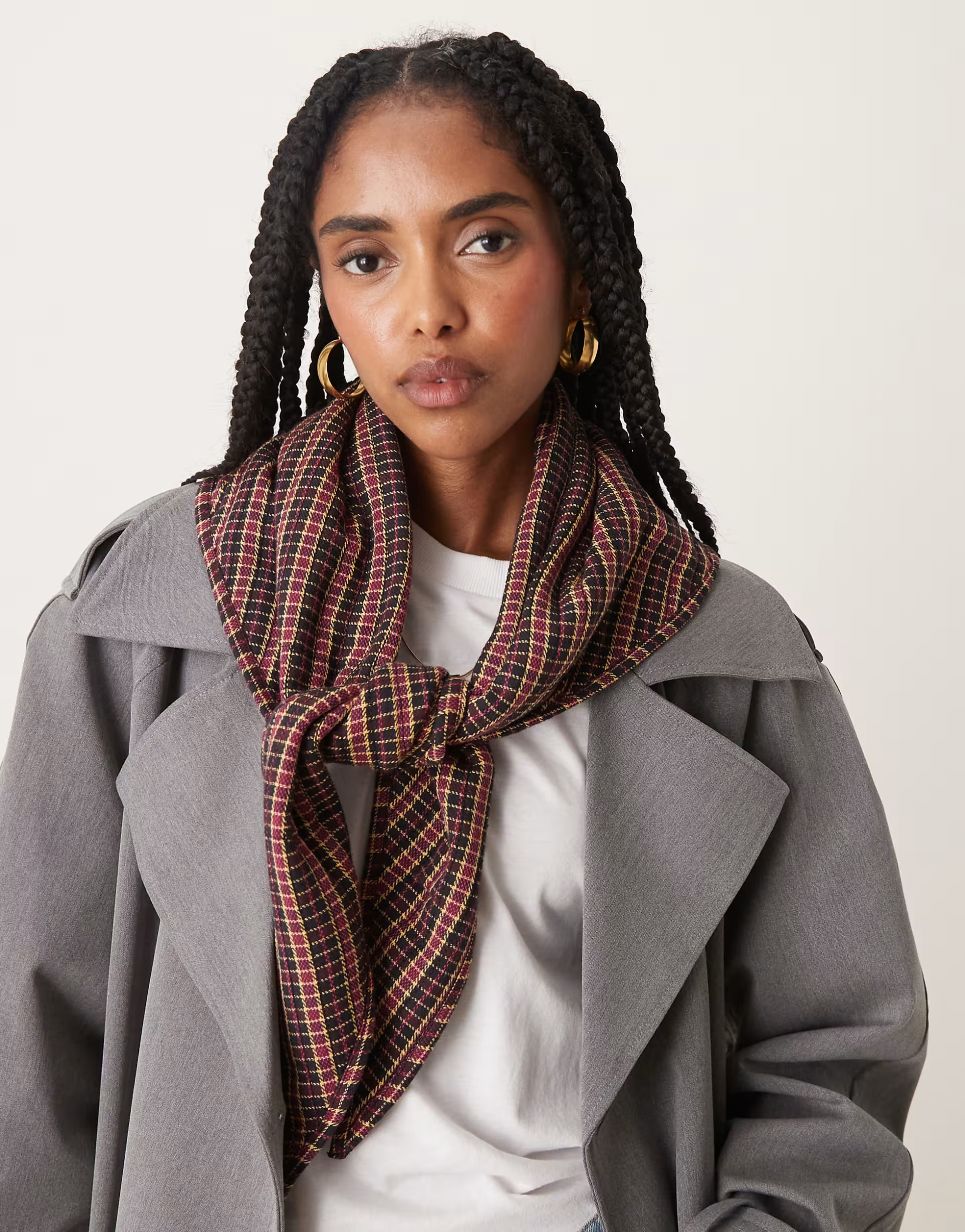 ASOS DESIGN quilted triangle scarf in check pattern | ASOS (Global)