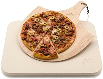 HANS GRILL PIZZA STONE | Rectangular Pizza Stone For Oven Baking & BBQ Grilling With Free Wooden ... | Amazon (US)