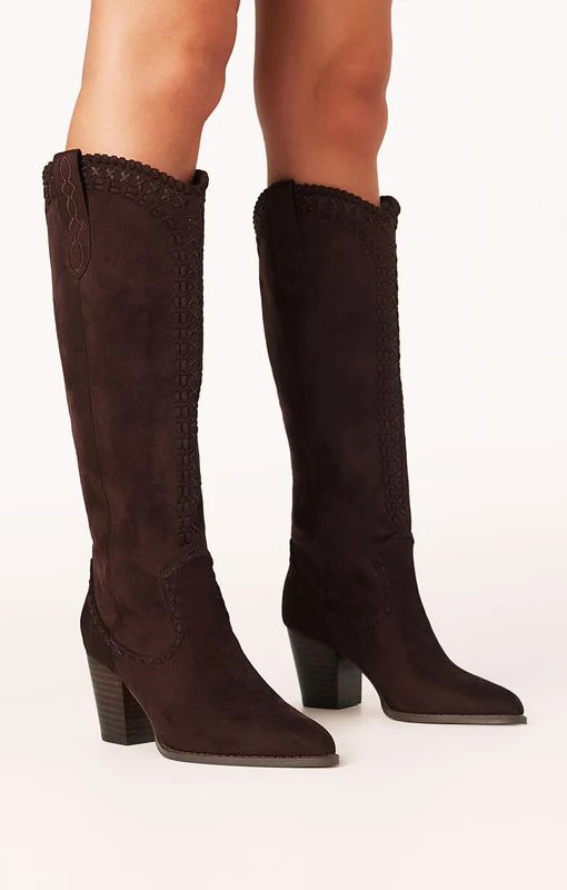 Billini Finley Cowboy Boot, in Chocolate Suede, Size: 10 | Show Me Your Mumu | Show Me Your Mumu