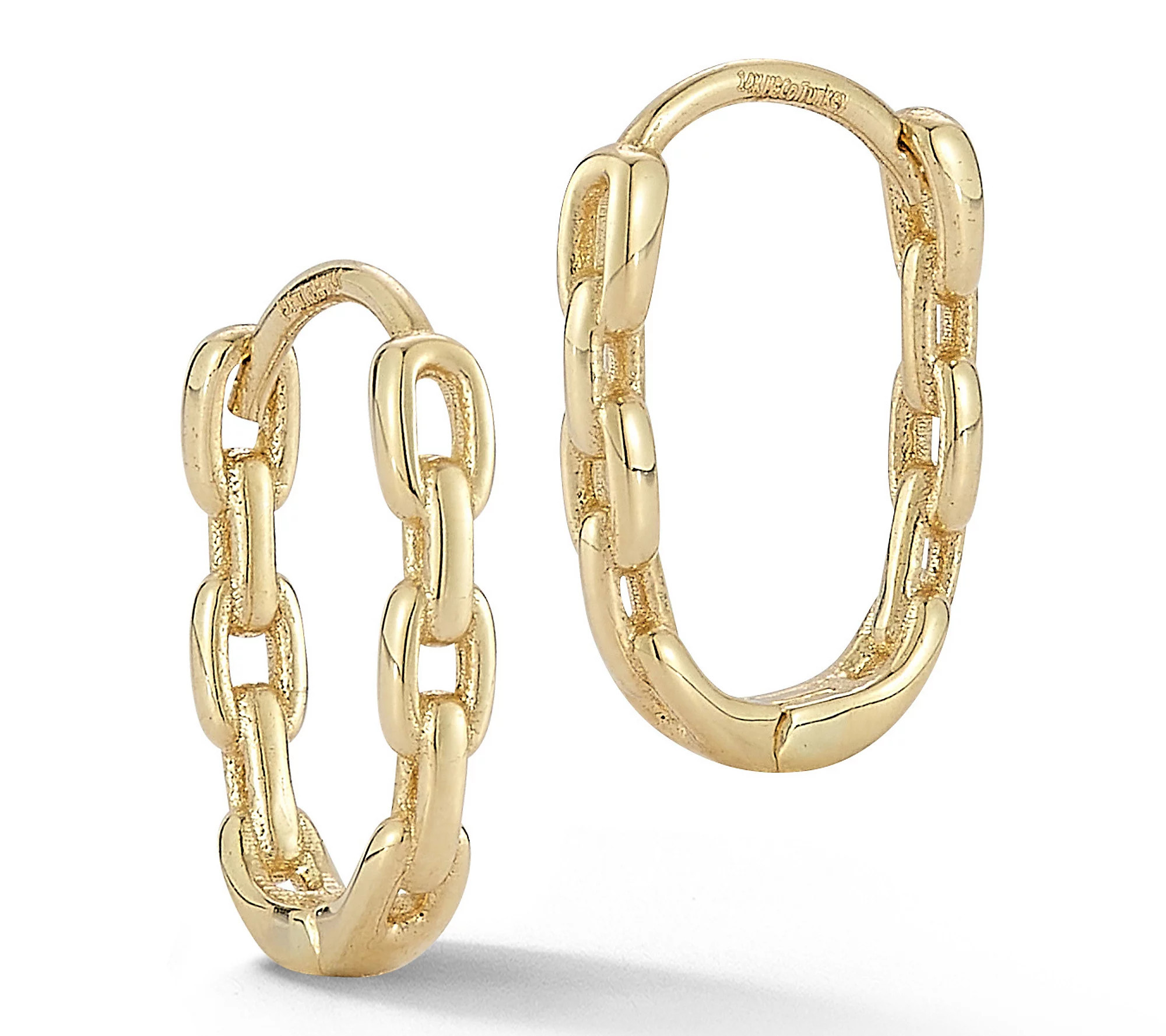 Luminosa Gold Oval Link Chain Hoop Earrings, 14 K | QVC