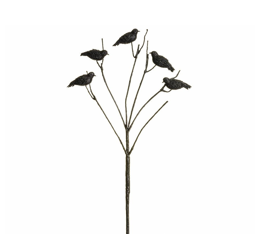 Black Glitter Crows on Branch, Set of 3 | Pottery Barn (US)
