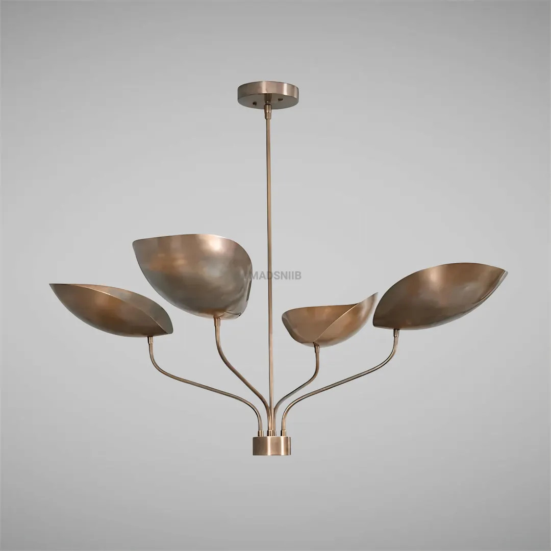 4 Light Curved Shade Modern Brass Chandelier | Handmade Vintage Mid Century Modern Light Fixture ... | Etsy (US)