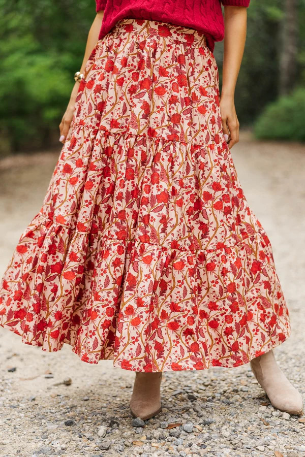 September Song Burgundy Chintz Midi Skirt | The Mint Julep Boutique