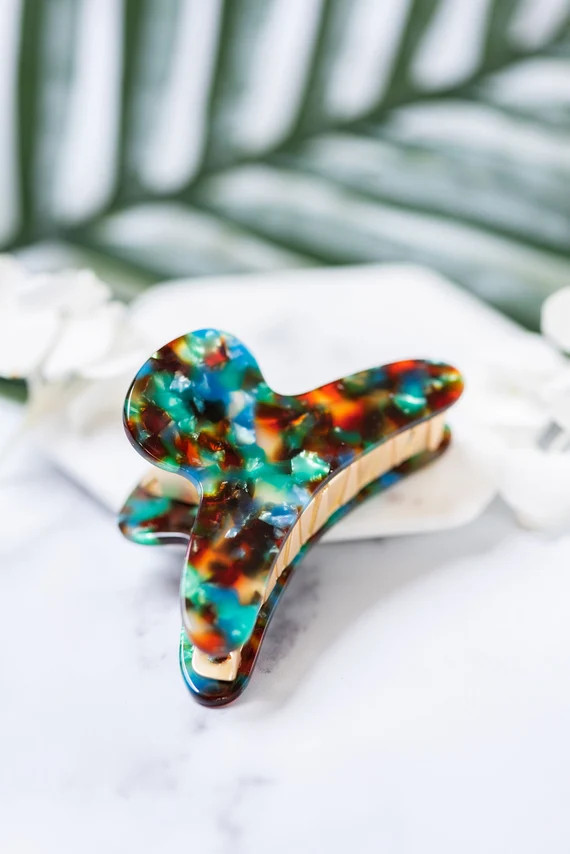French Claw in Rainforest| Acetate Resin Hair Clip | Etsy (US)