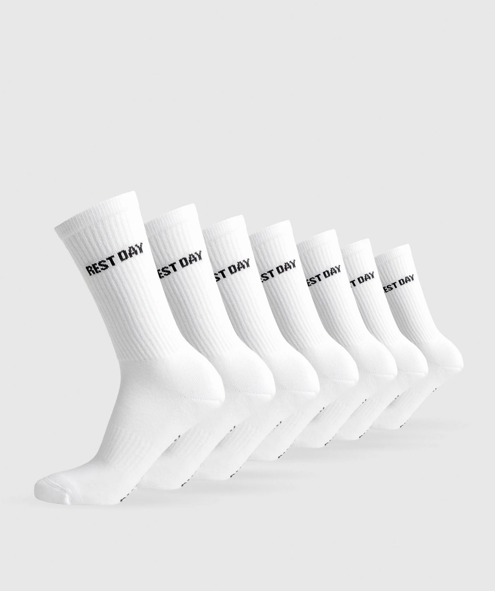 Gymshark Rest Day Graphic Socks 7pk - White | Gymshark US