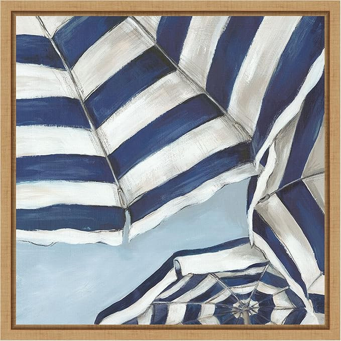 Amanti Art Framed Canvas Wall Art 16x16 Striped Umbrellas Under Summer Sky by Eli Jones, Framed W... | Amazon (US)