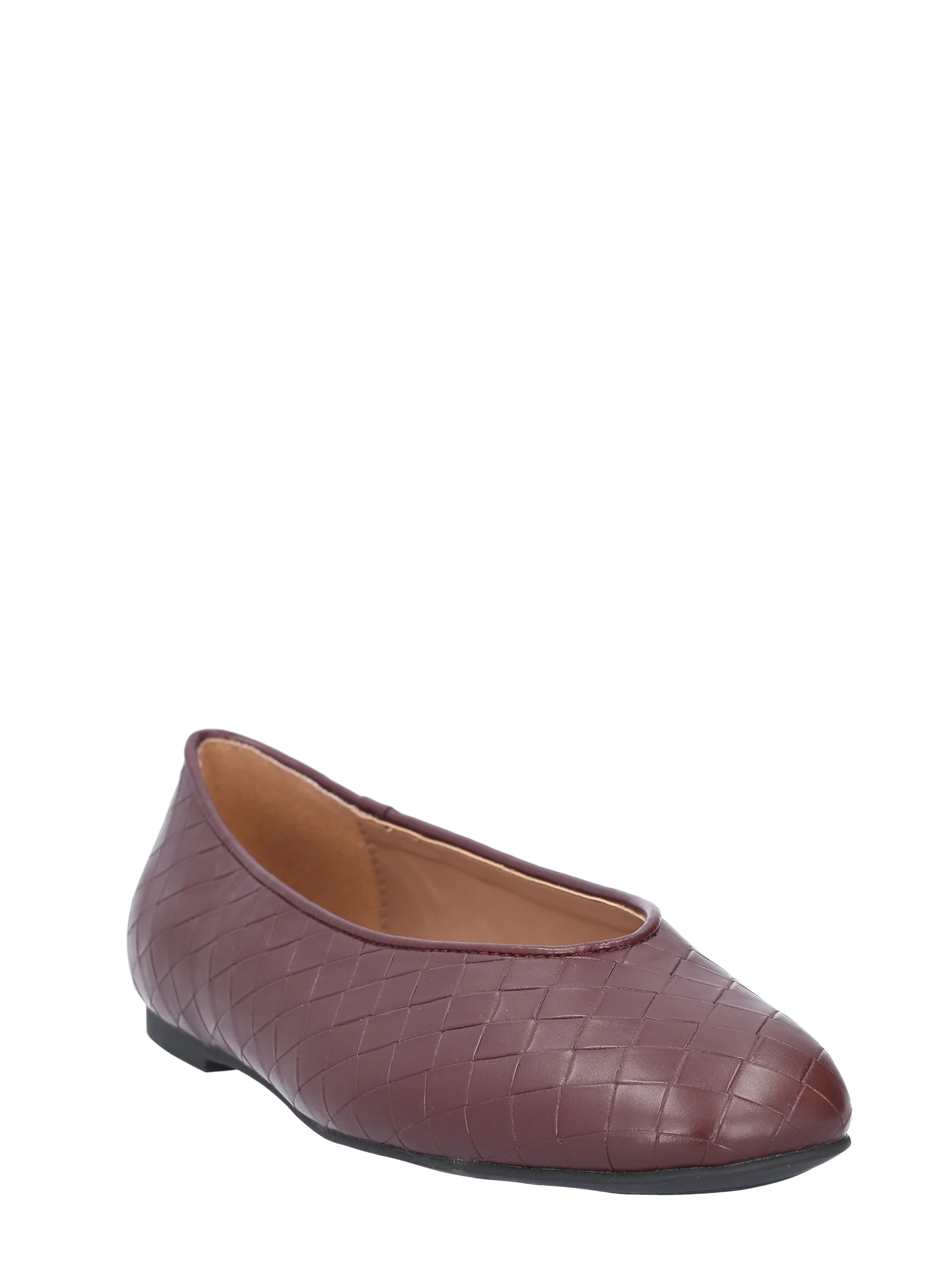 Free Assembly Women's Faux Leather Basketweave Textured Flats, Sizes 6-11 | Walmart (US)