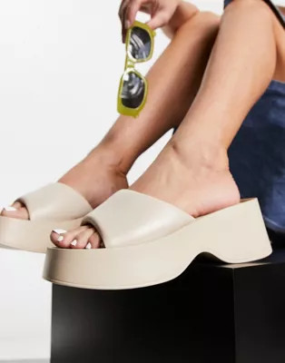Glamorous Wide Fit platform sandals in beige | ASOS (Global)