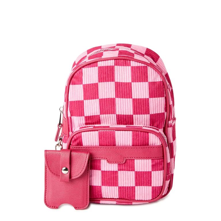 No Boundaries Women's Hands-Free Convertible Backpack Rose Sangria Checker | Walmart (US)