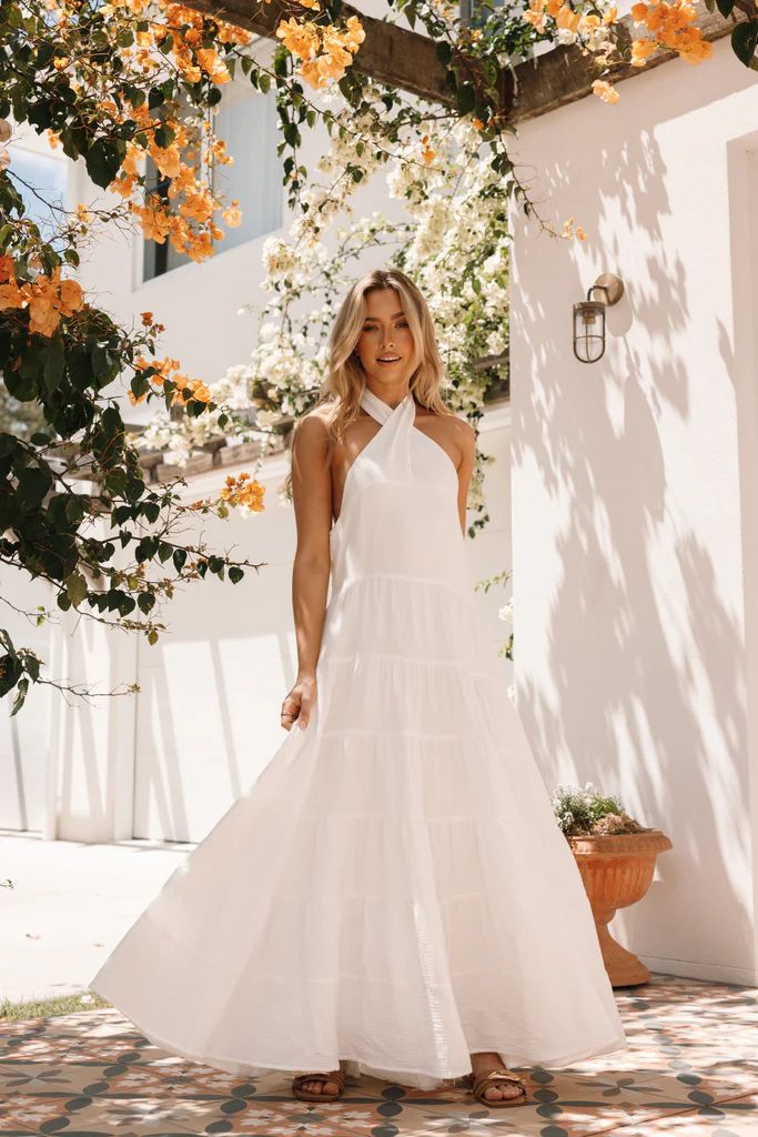 Plara Halterneck Maxi Dress - White | Petal & Pup (US)