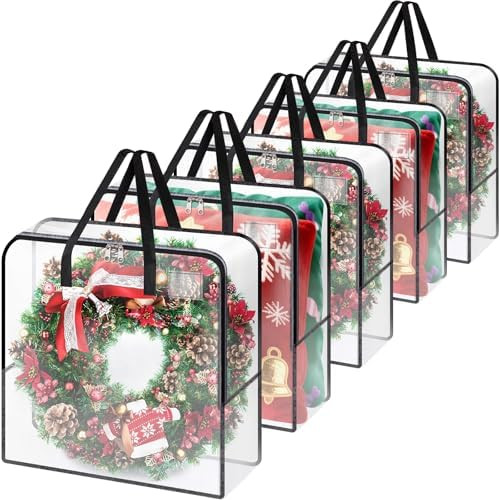 Wreath Storage Container, 93L Large Clear Christmas Storage Bags for 24 to 30 Inch Artificial Gar... | Amazon (US)