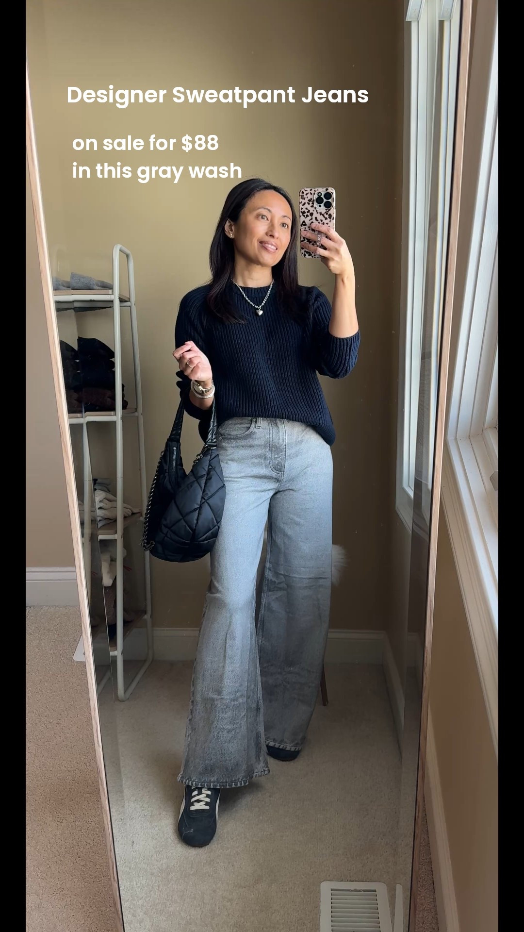 Winter outfits  Designer sweatpant jeans on sale for around $88 in this gray wash. They are marked down and then an extra 30% off. 
I stayed true to size. 

#LTKOver40 #LTKootd #LTKSaleAlert