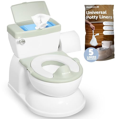 Real Feel 2-in-1 Potty with Wipes Storage, Flushing Sounds & Disposable Liners - Realistic Toilet - Easy to Clean & Assemble - Jool Baby (Sage) | Amazon (US)