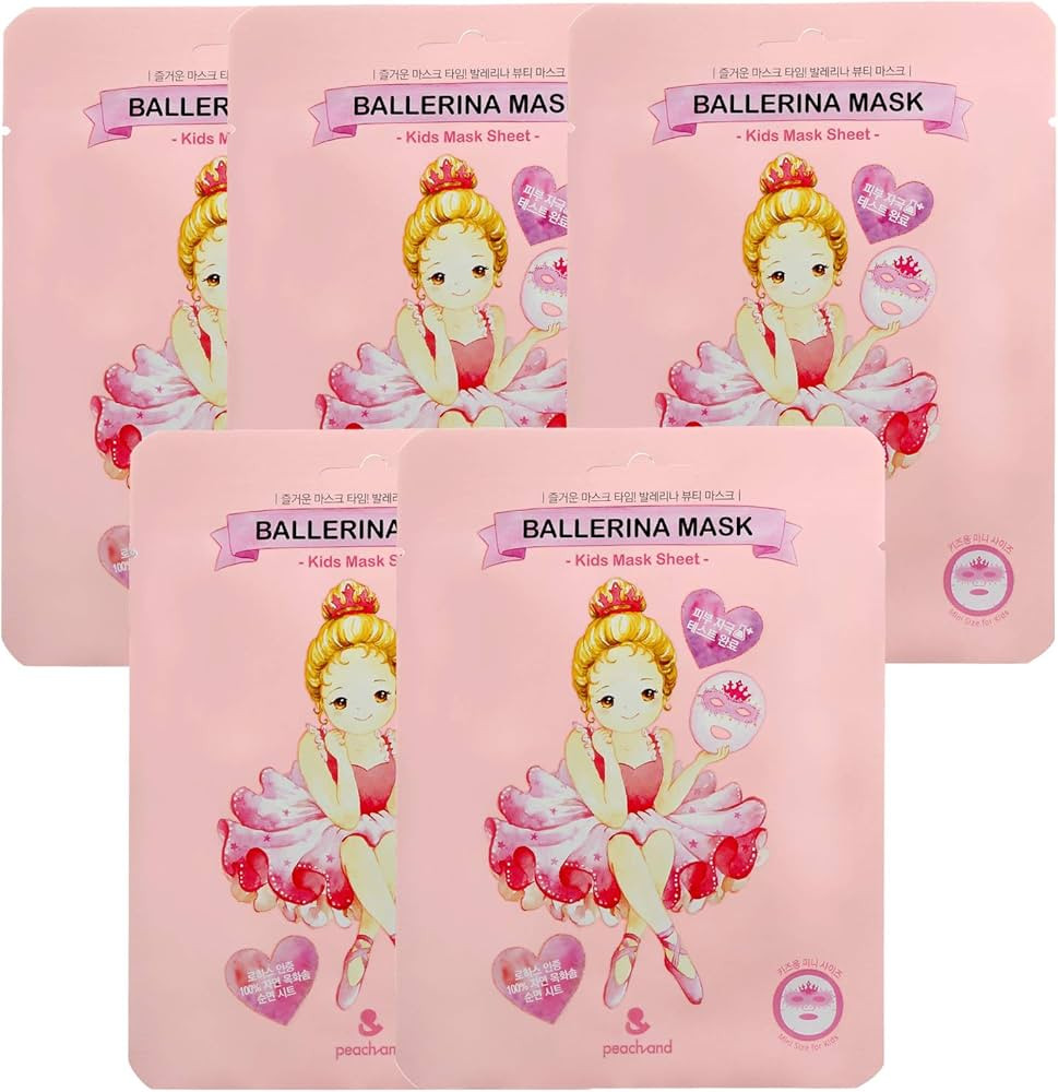 [ peach and ] Ballerina Face Mask Sheet for Kids, Children | Facial Mask made with 100% Cotton (5... | Amazon (US)
