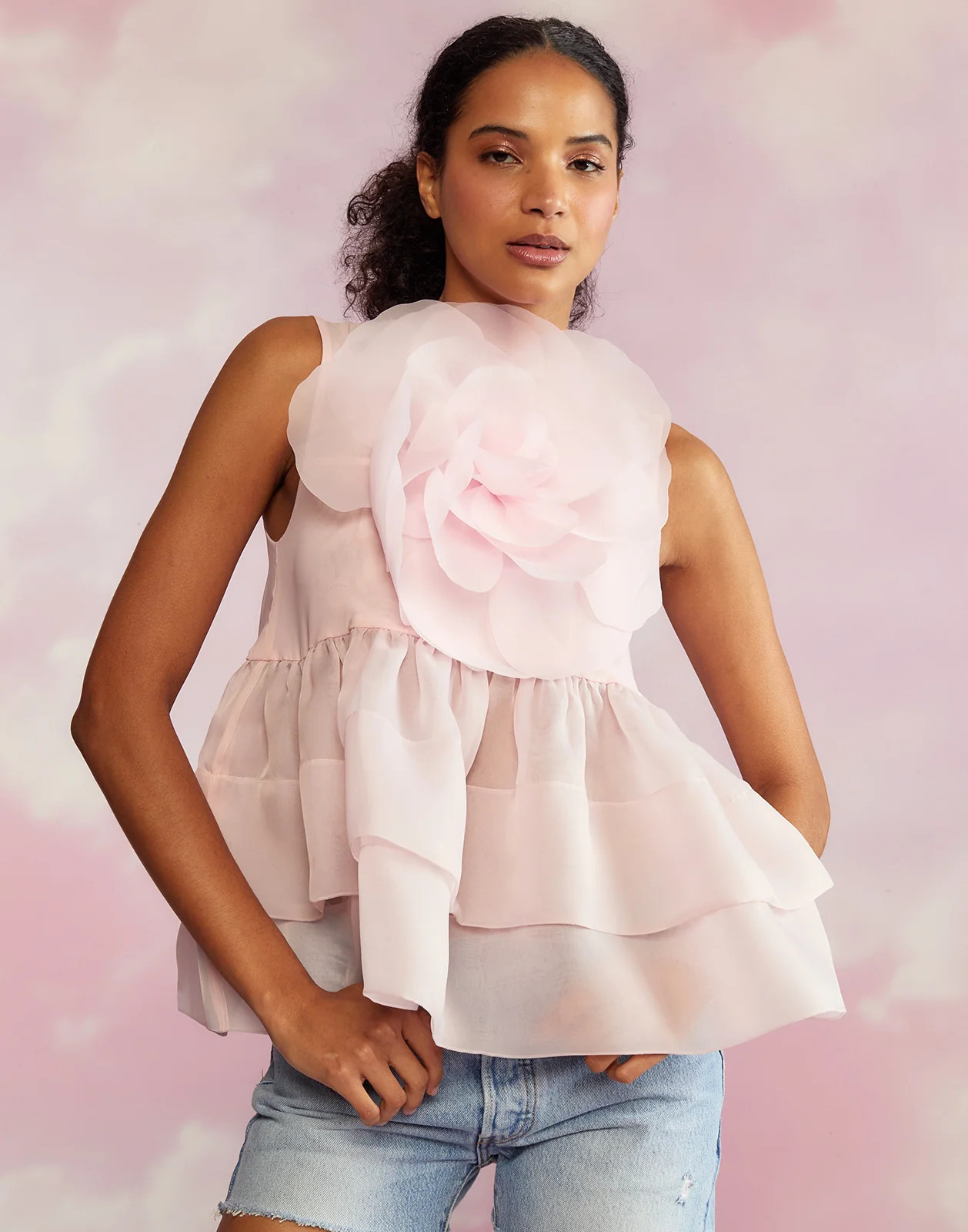 Chloe Organza Flower Top | Cynthia Rowley