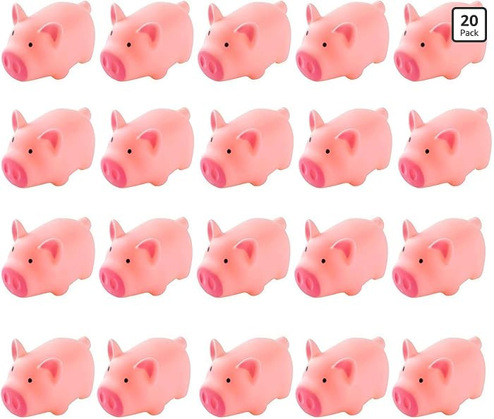 HAKACC 20 PCS Mini Squeezable Pig Bath Toys, Pink Rubber Squeaky Baby Bathtub Toys for Baby Showe... | Amazon (US)