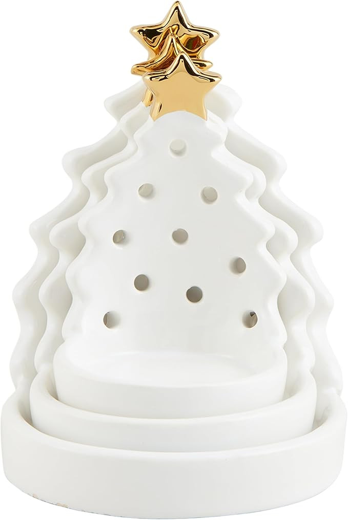 Mud Pie Christmas Tree Votive Holders, White | Amazon (US)