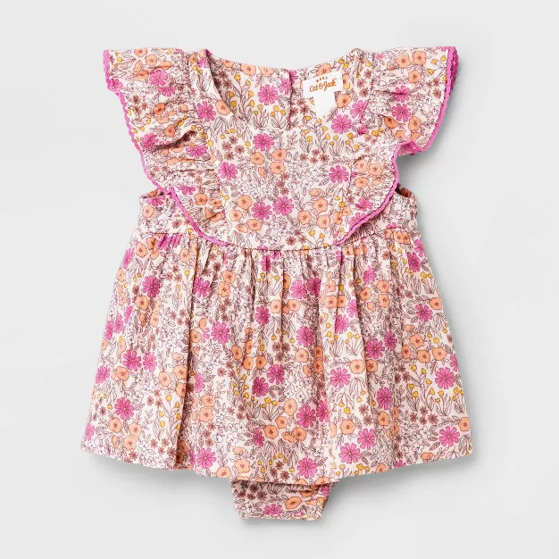 Baby Girls' Floral Sunsuit - Cat & Jack™ Peach Orange | Target