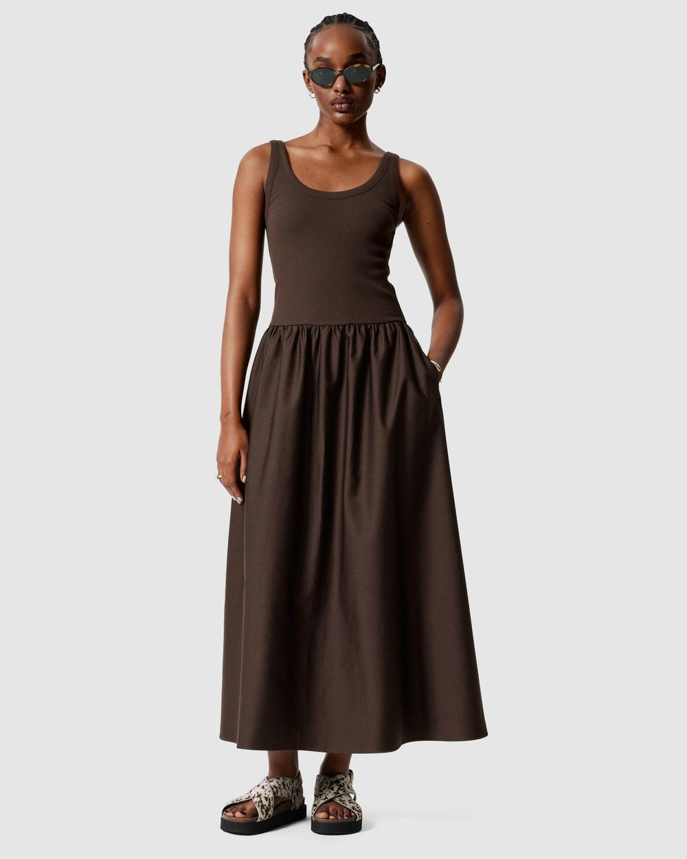 & Other Stories - Tank Midi Dress - Dresses (Brown Dark) Tank Midi Dress | THE ICONIC (AU & NZ)