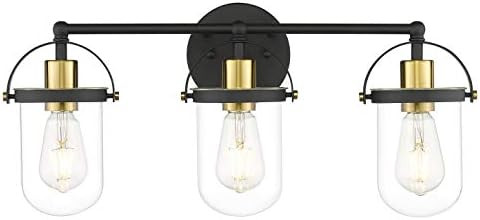 DSMJFU Bathroom Vanity Light Fixtures Over Mirror UL Listed Black and Gold Metal Transparent Glas... | Amazon (US)