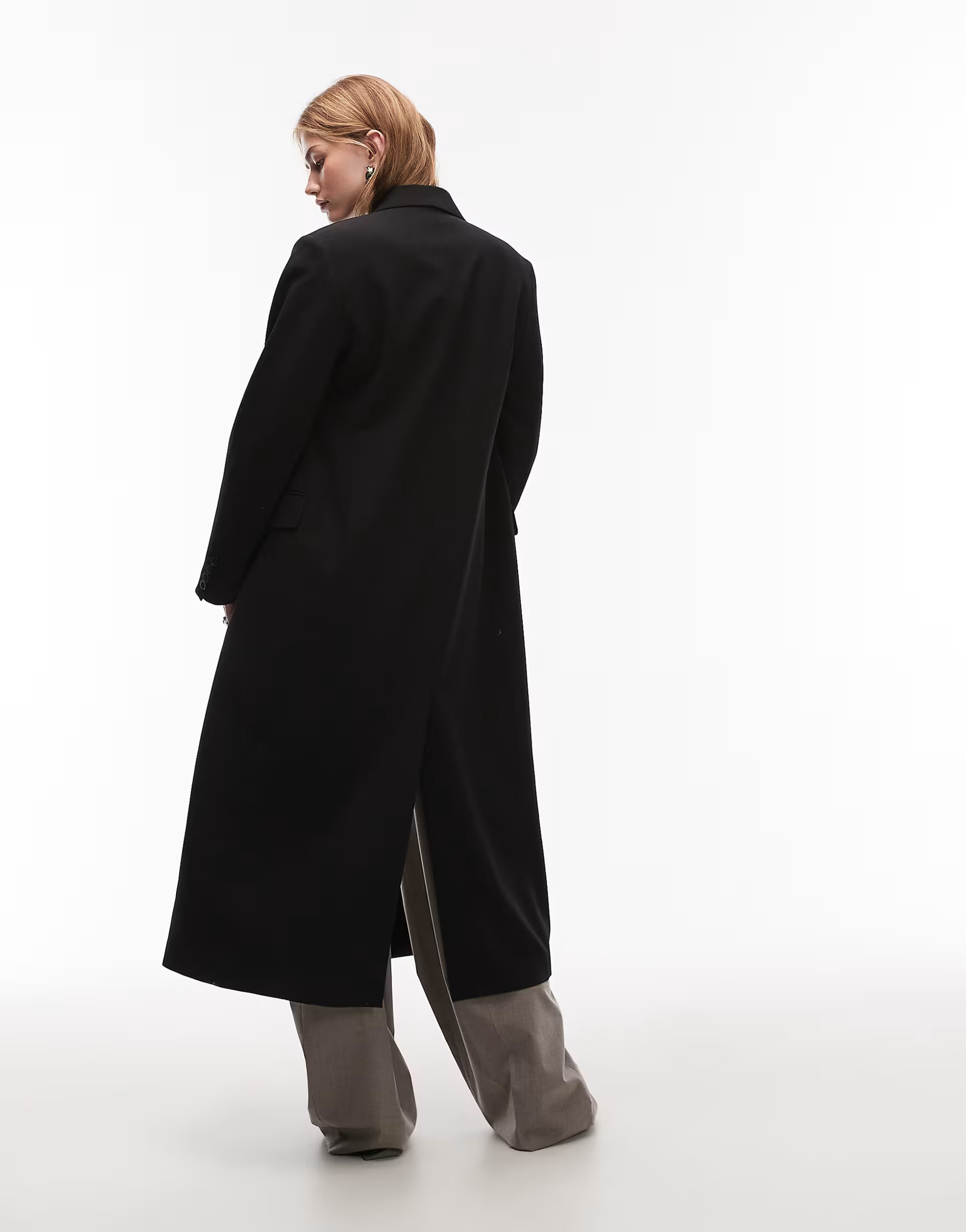 ARKET wool mix double breasted tailored maxi coat in black | ASOS (Global)