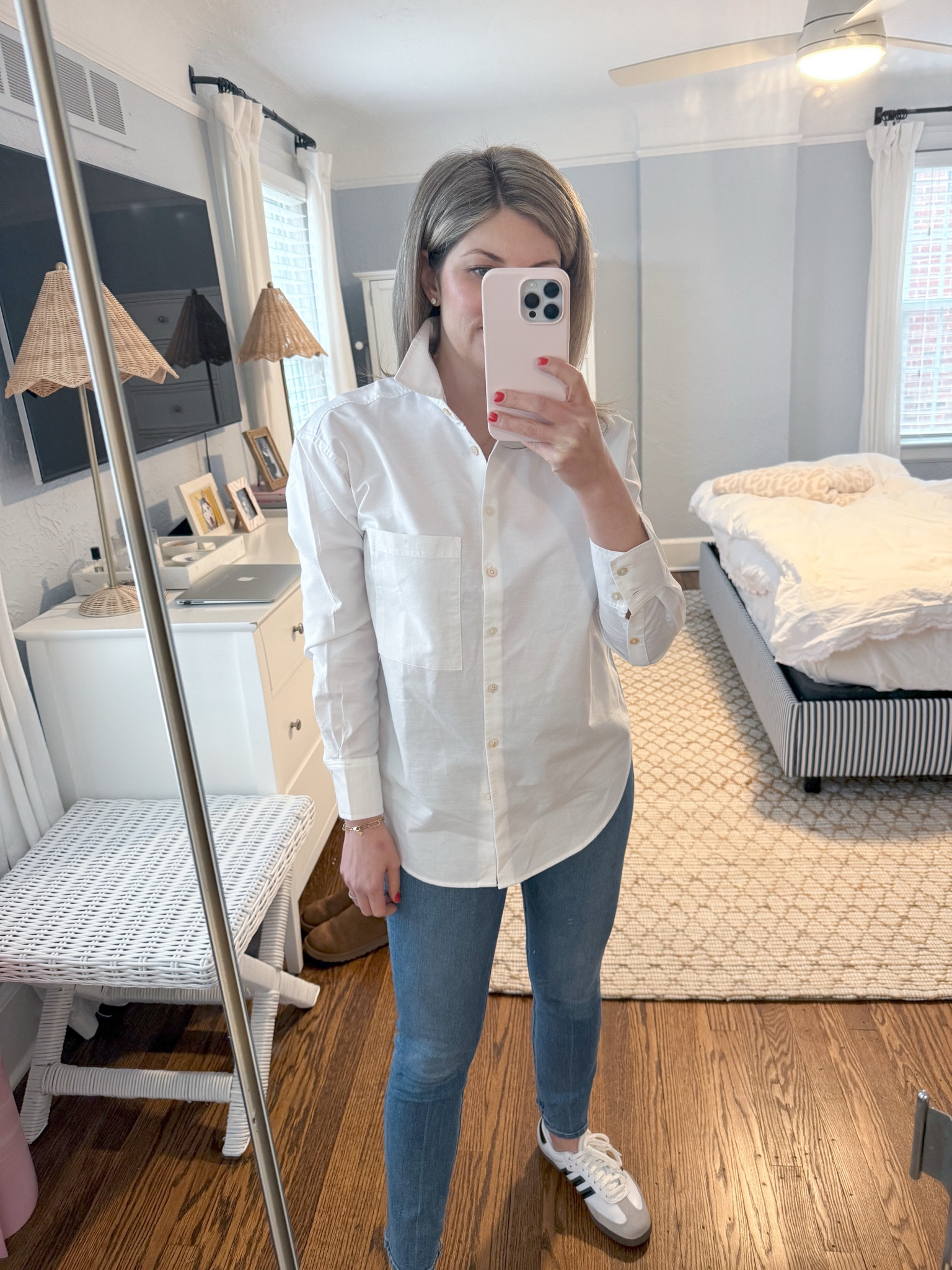 Hands down the best button up I’ve ever owned. The fit is so good- oversized and body but still has a nice shape. And the material is heaven. I will be getting in other colors soon!

#LTKShoeCrush #LTKStyleTip