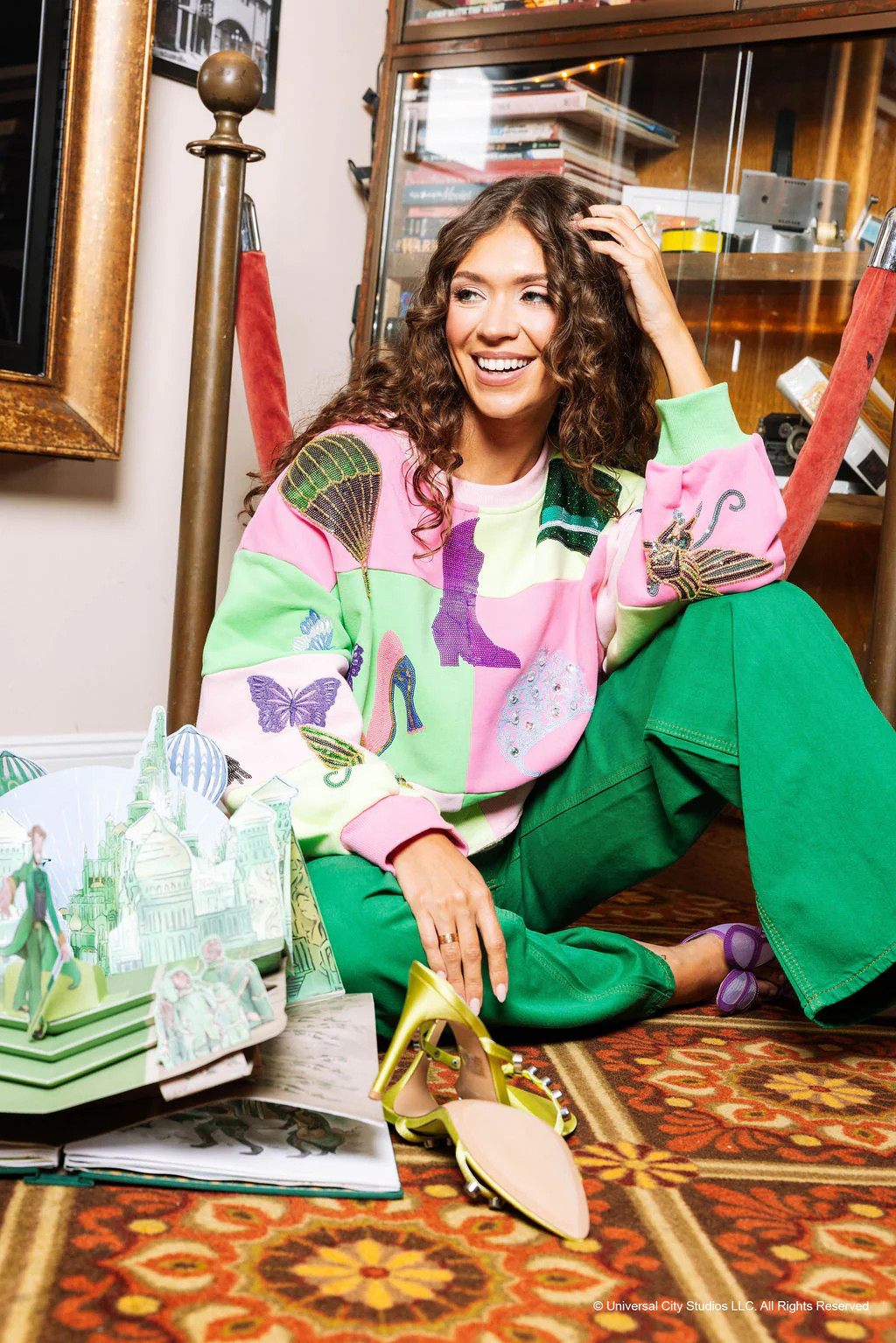 Licensed Lavender, Pink & Green Checkered Wicked Icon Sweatshirt | Queen of Sparkles