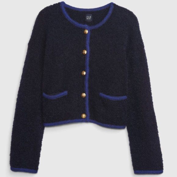 Gap Boucle Cardigan Jacket in blue navy | Poshmark