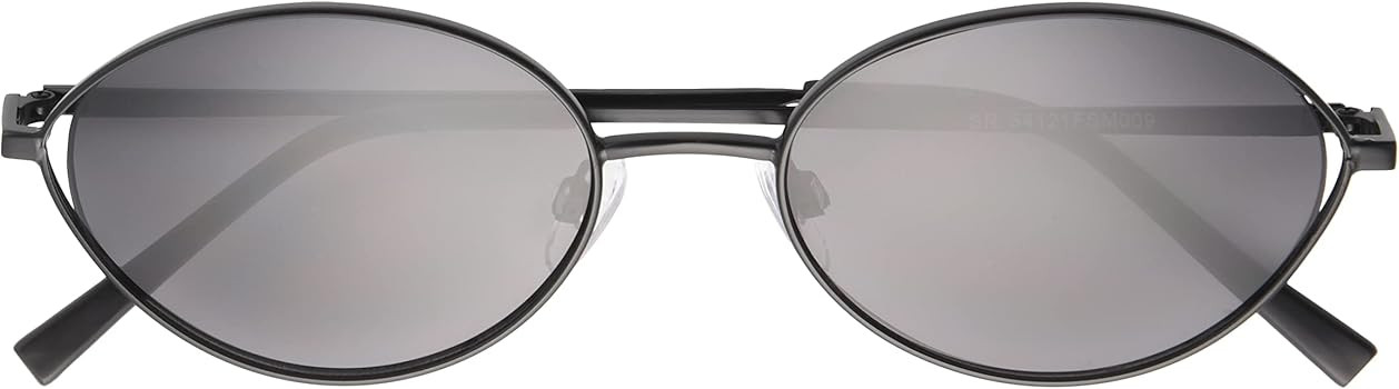 Steve Madden Women's Vintage Oval Sunglasses, Matte Black, 53mm | Amazon (US)